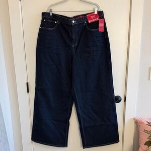 SPANX Women's Navy Wide Leg Jeans Regular Length